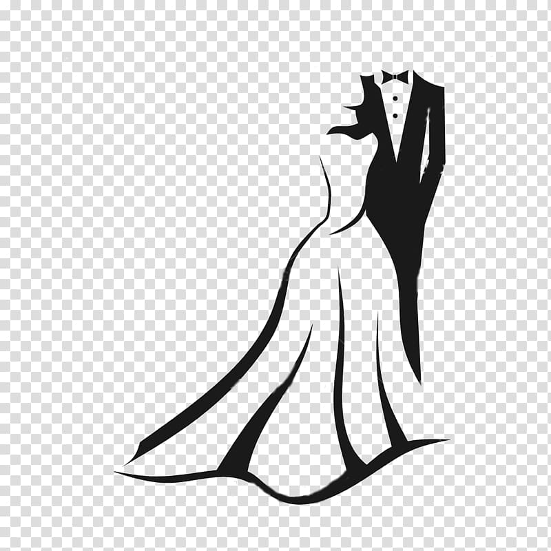 man and woman formal attire silhouette illustration, Wedding invitation Bridegroom , bride groom transparent background PNG clipart