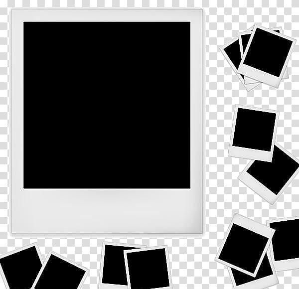 Instant camera frame, Black and white frame transparent background PNG clipart