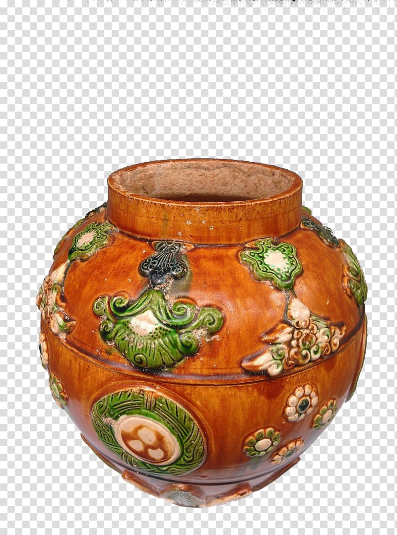 Pottery Ceramic Sancai, Pottery jar transparent background PNG clipart