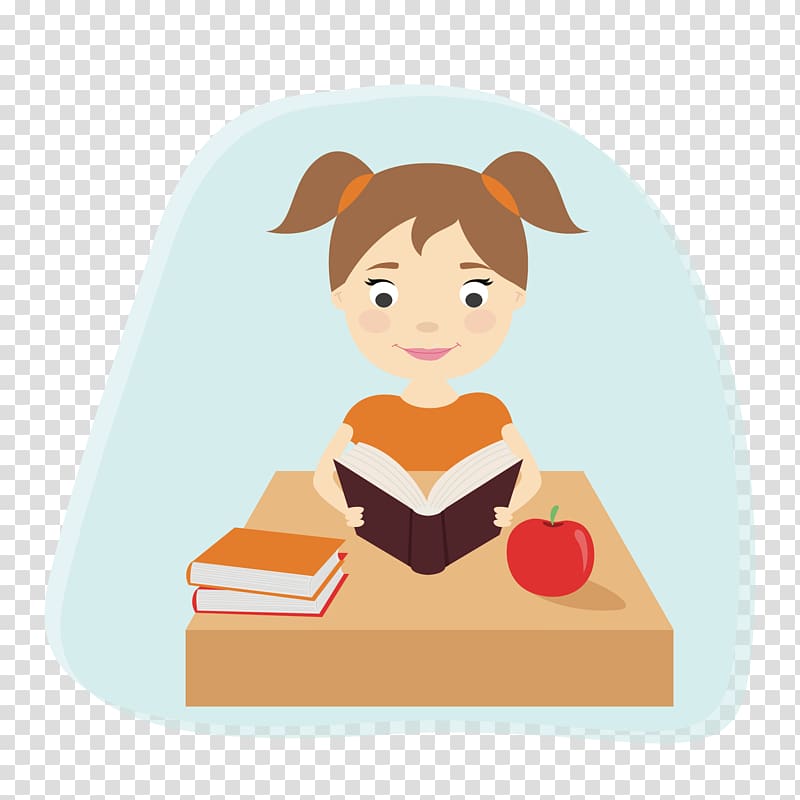 Child Drawing , cartoon girl reading transparent background PNG clipart