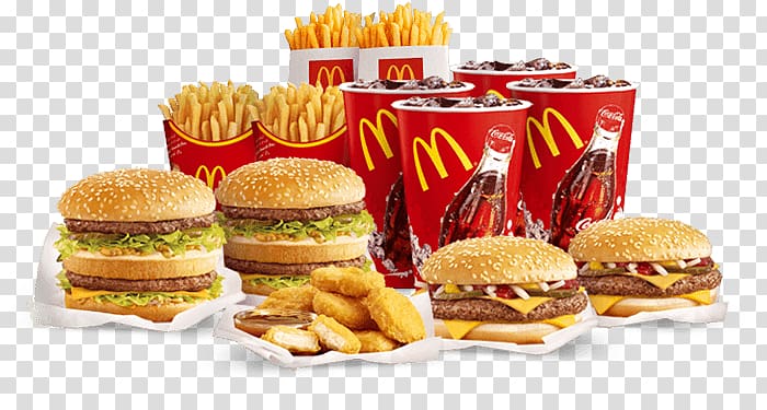 McDonald\'s Big Mac Hamburger Breakfast Ronald McDonald, hamburger meal set transparent background PNG clipart