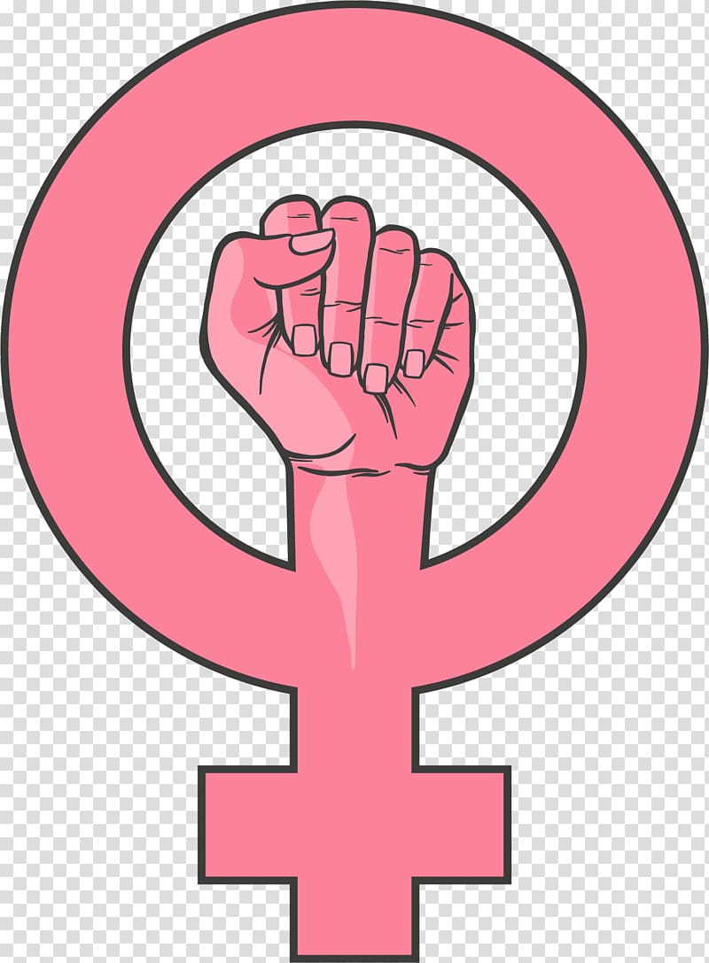 female logo illustration, Female Woman Feminism Gender symbol, Hold high the rights of women transparent background PNG clipart