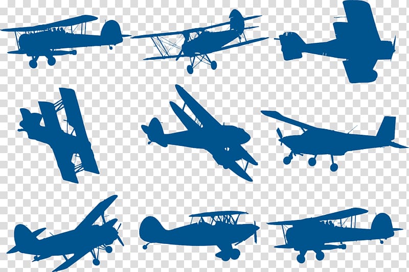 Airplane Biplane Silhouette , Blue plane transparent background PNG clipart