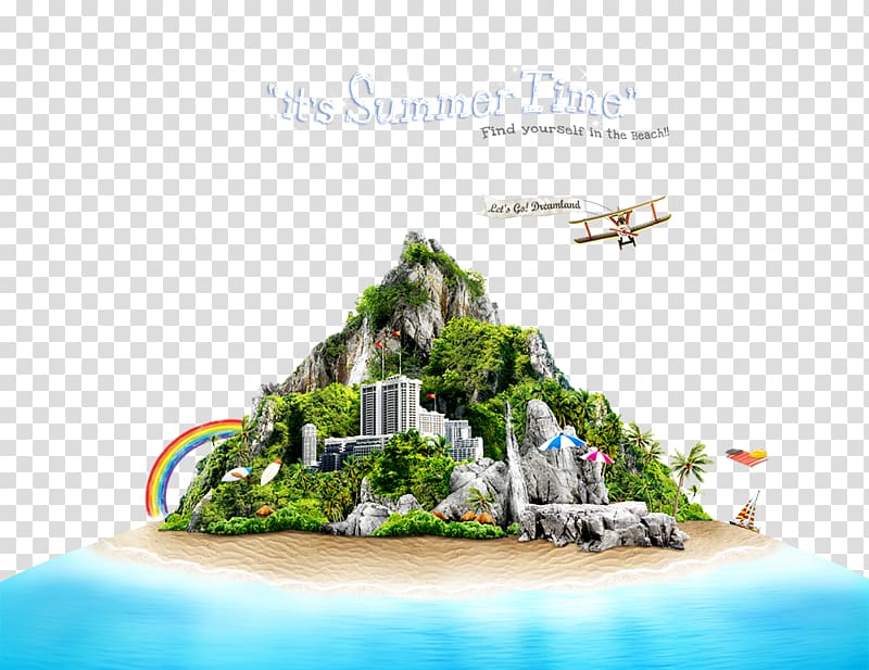 Drawing Summer, Synthesis island house transparent background PNG clipart