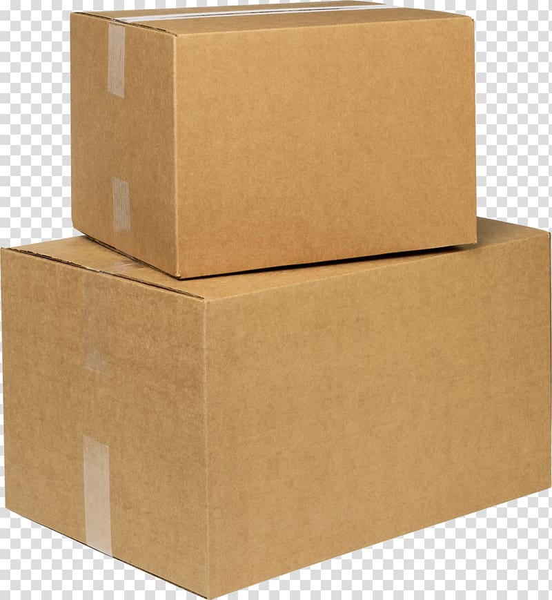 two brown cardboard boxes illustration, Adhesive tape Paper Cardboard box, Yellow cardboard box material free to pull transparent background PNG clipart