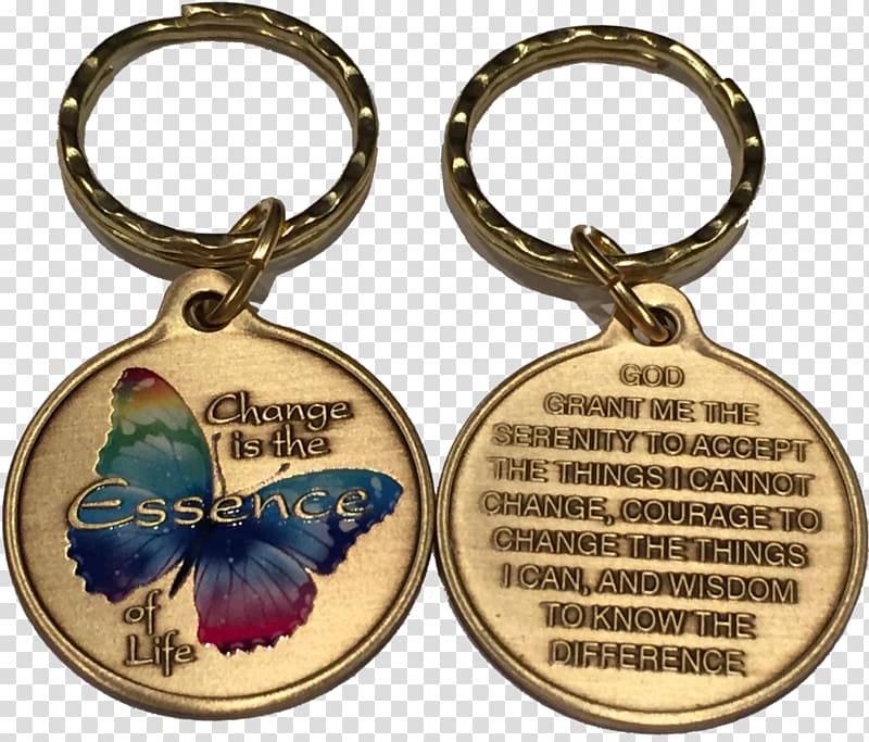 Bronze Butterfly Key Chains Serenity Prayer Medal, house keychain transparent background PNG clipart