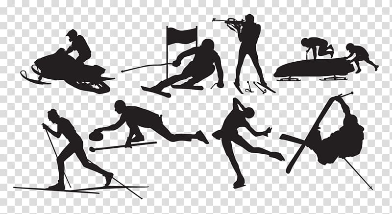 Winter Olympic Games Silhouette Winter sport Skiing, Winter Sports Silhouette transparent background PNG clipart
