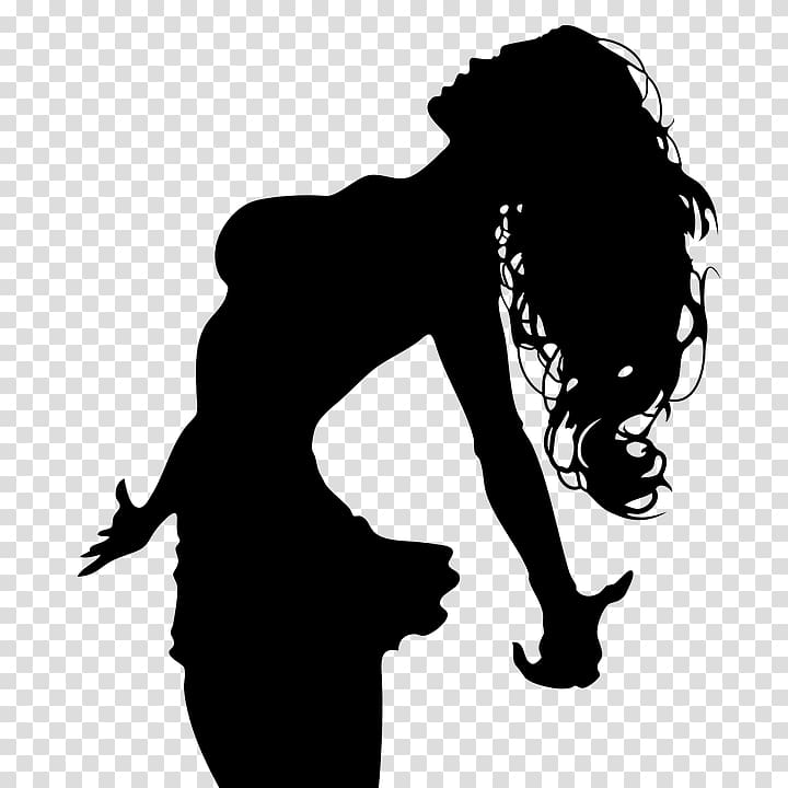 Silhouette Long hair Woman , Silhouette transparent background PNG clipart