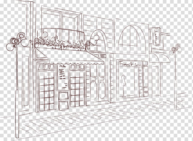 Architecture Drawing Building, line store transparent background PNG clipart