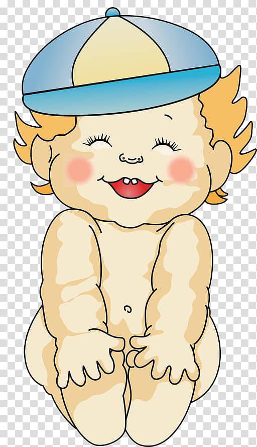 Infant Laughter Child Illustration, Blue hat baby laugh transparent background PNG clipart