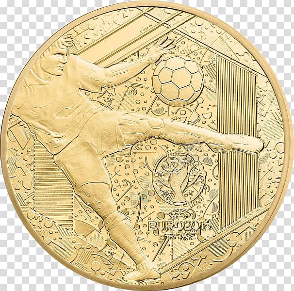 Coin Gold The UEFA European Football Championship France Bronze medal, Coin transparent background PNG clipart