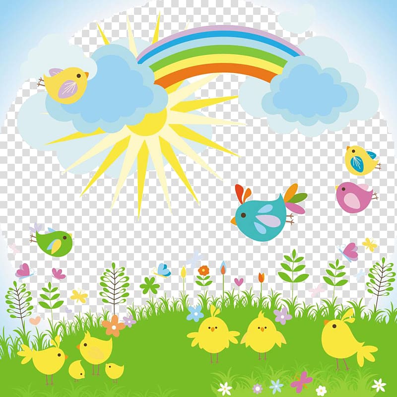 Cartoon Illustration, Blue sky rainbow transparent background PNG clipart