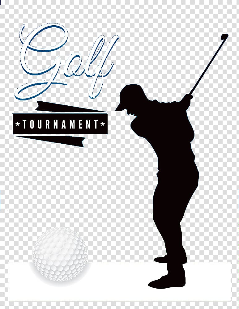 Golf course Golf ball Tournament Flyer, golf black silhouette figures transparent background PNG clipart