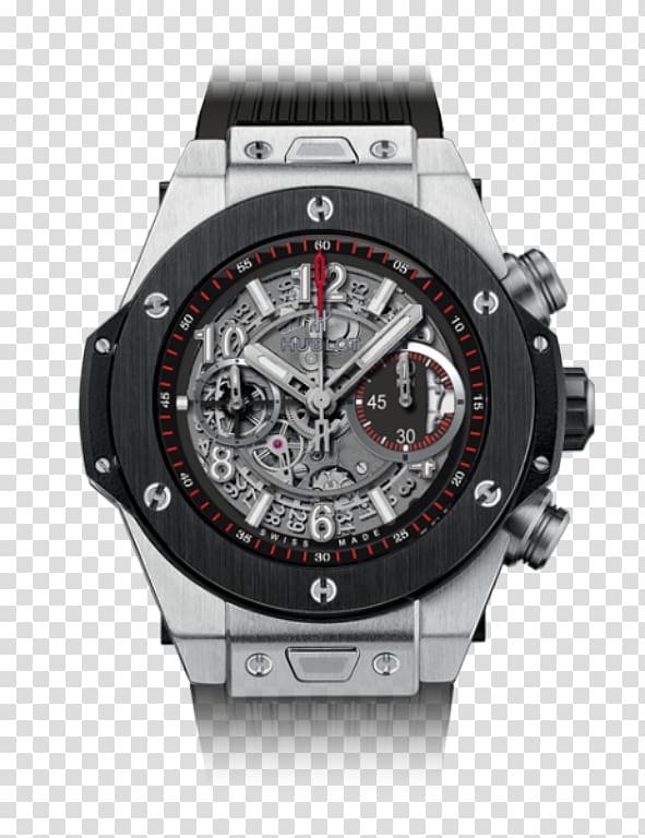 Hublot Automatic watch Flyback chronograph, free buckle material transparent background PNG clipart