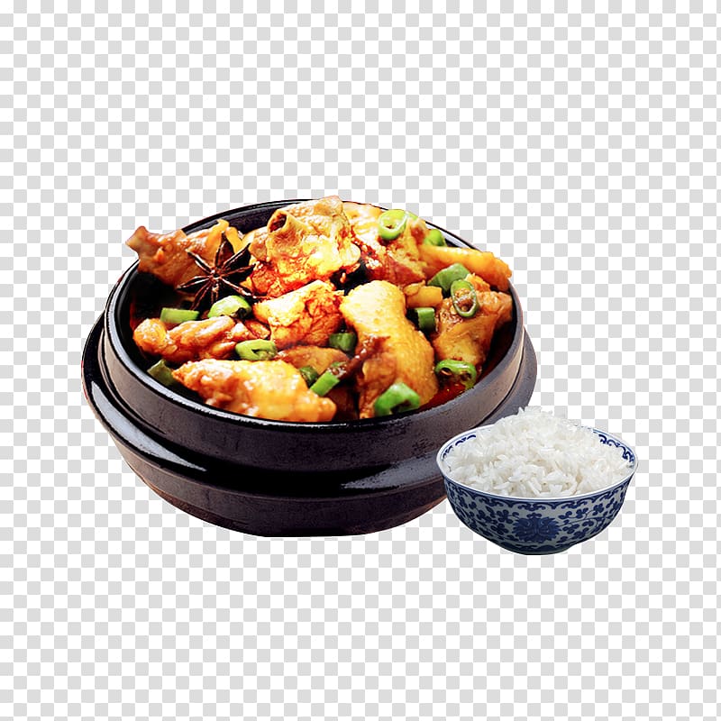 Shandong Asian cuisine Chicken Cooked rice Kamameshi, Braised chicken rice delicious lunch transparent background PNG clipart