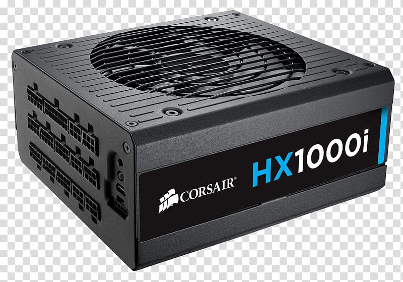 Corsair HX1000i 1000W ATX Black power supply unit Adapter/Cable 80 Plus Corsair Components, power supply transparent background PNG clipart