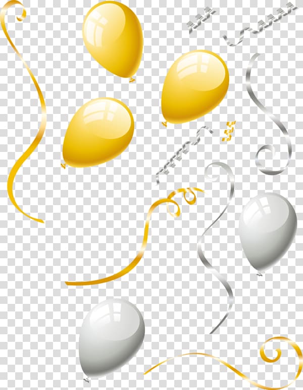 yellow and silver balloons transparent background PNG clipart