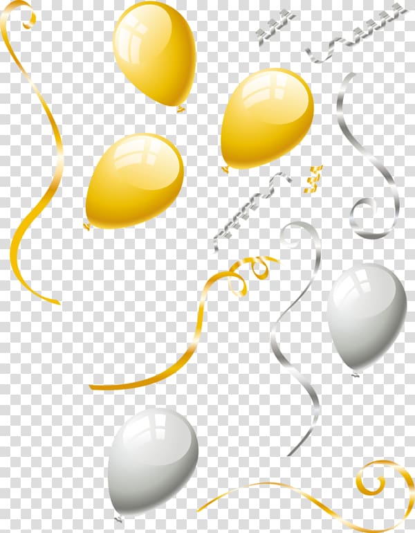 Yellow and silver balloons transparent background PNG clipart