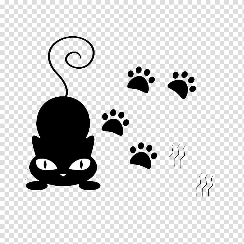 Cat Paw Footprint Sticker Dog, Lovely black cats and footprints transparent background PNG clipart