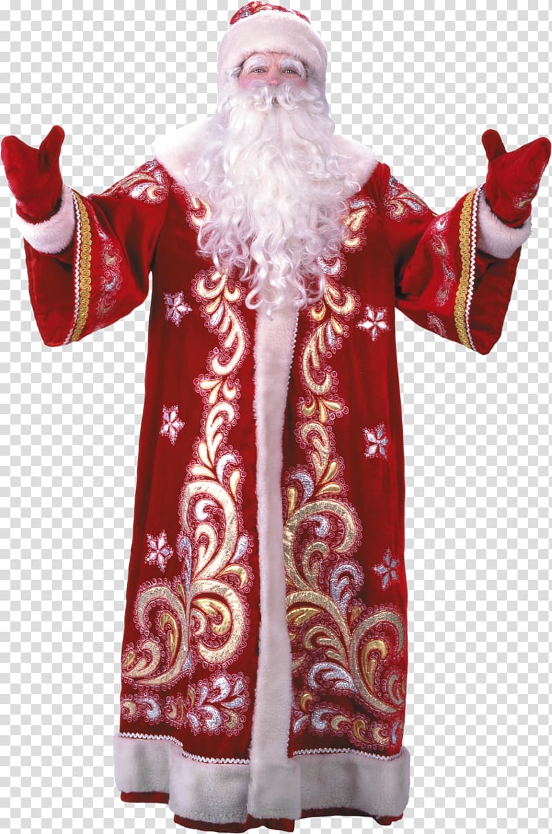 Santa Claus Ded Moroz Snegurochka Costume New Year, Santa transparent background PNG clipart