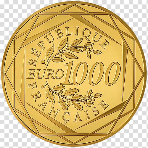 Gold coin Euro France Gold bar, transparent background PNG clipart