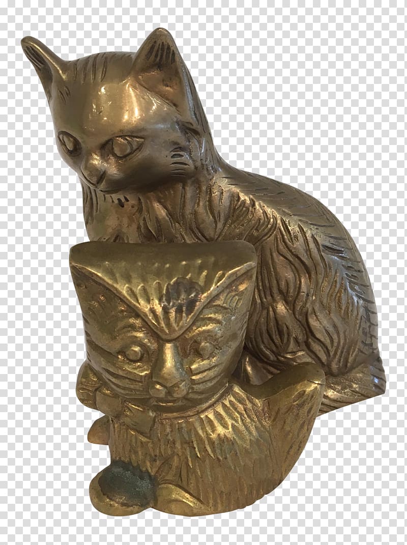 Whiskers Cat Bronze Sculpture, Cat transparent background PNG clipart