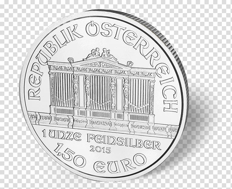 Silver coin Austrian Silver Vienna Philharmonic, coin transparent background PNG clipart