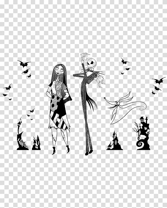 Jack Skellington YouTube White Visual arts, Jack and sally transparent background PNG clipart