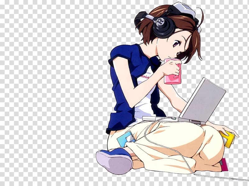 Anime Girl Laptop Mangaka, Anime transparent background PNG clipart