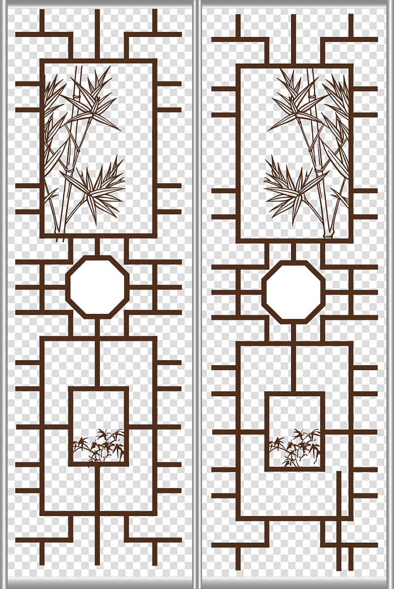 brown-and-white door illustration, China Window , Retro windows elements transparent background PNG clipart