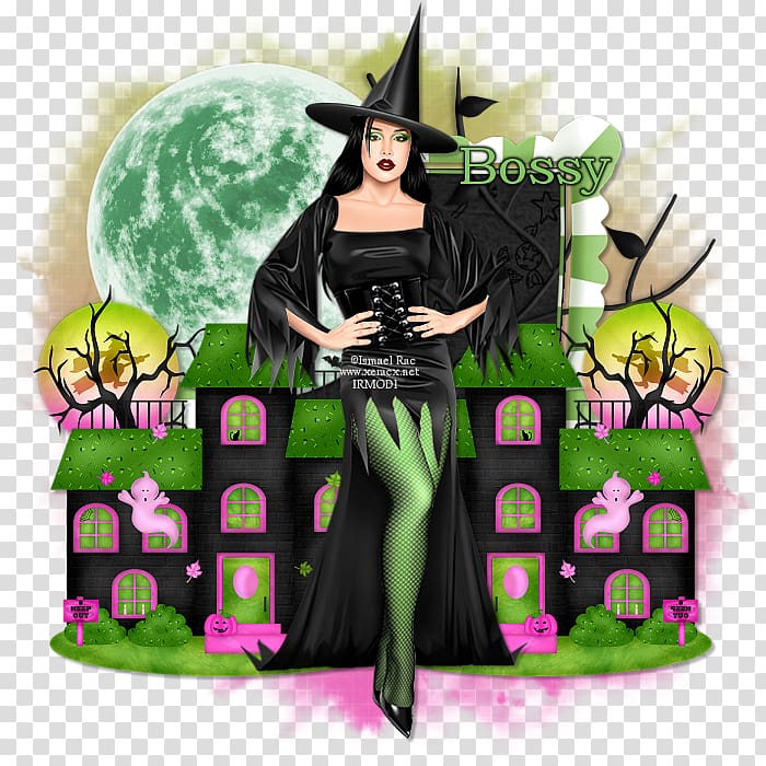 Cartoon Black hair Costume, Sexy Witch transparent background PNG clipart