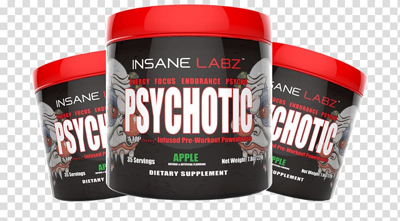 Brand Insane Labz Psychotic Pre-workout Dietary supplement Product design, fitness weight loss transparent background PNG clipart