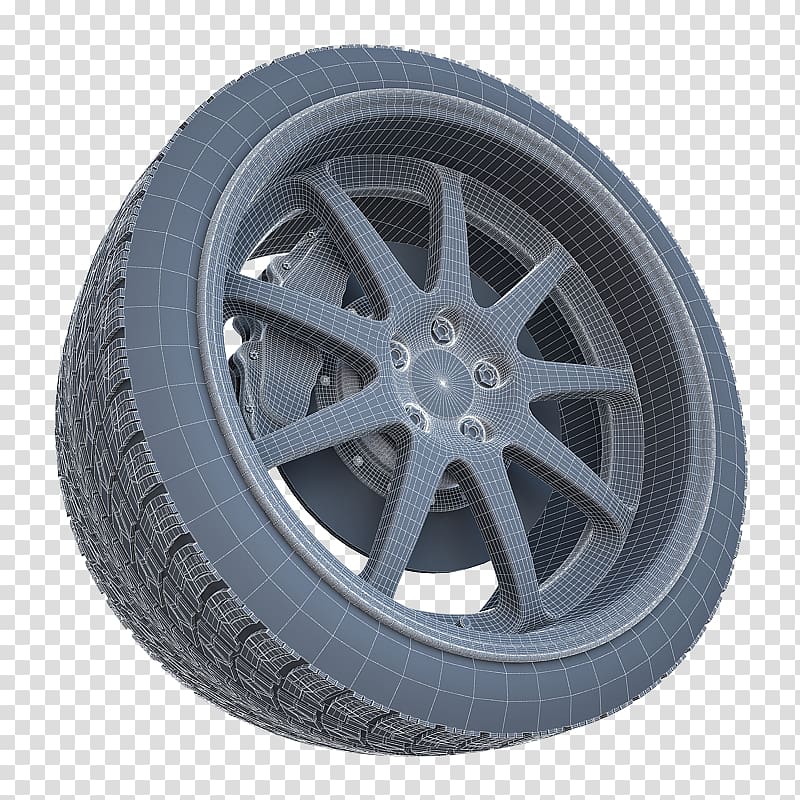 Tire Alloy wheel Spoke Rim, low poly car transparent background PNG clipart