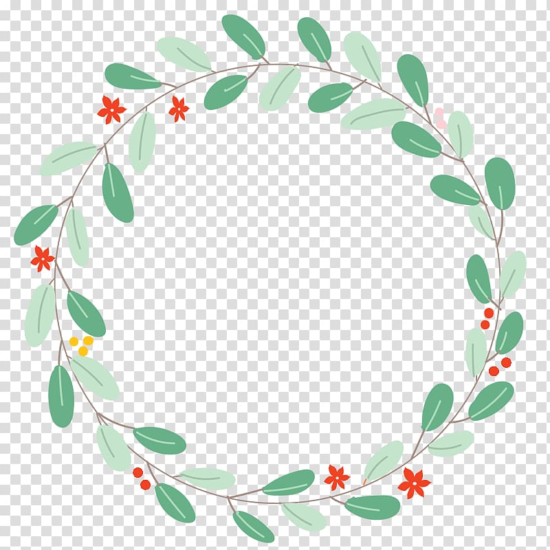 round green and red leaves border, Euclidean Circle Illustration, Originality fresh, green leaves surround lace transparent background PNG clipart
