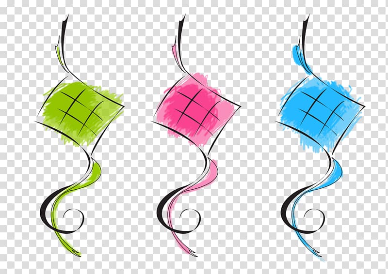 three green, pink, and blue illustration, Ketupat Eid al-Fitr , Ramadan transparent background PNG clipart