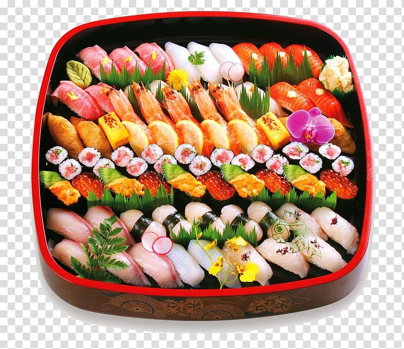 Sushi Japanese Cuisine Gimbap Take-out Korean cuisine, Sushi platter transparent background PNG clipart
