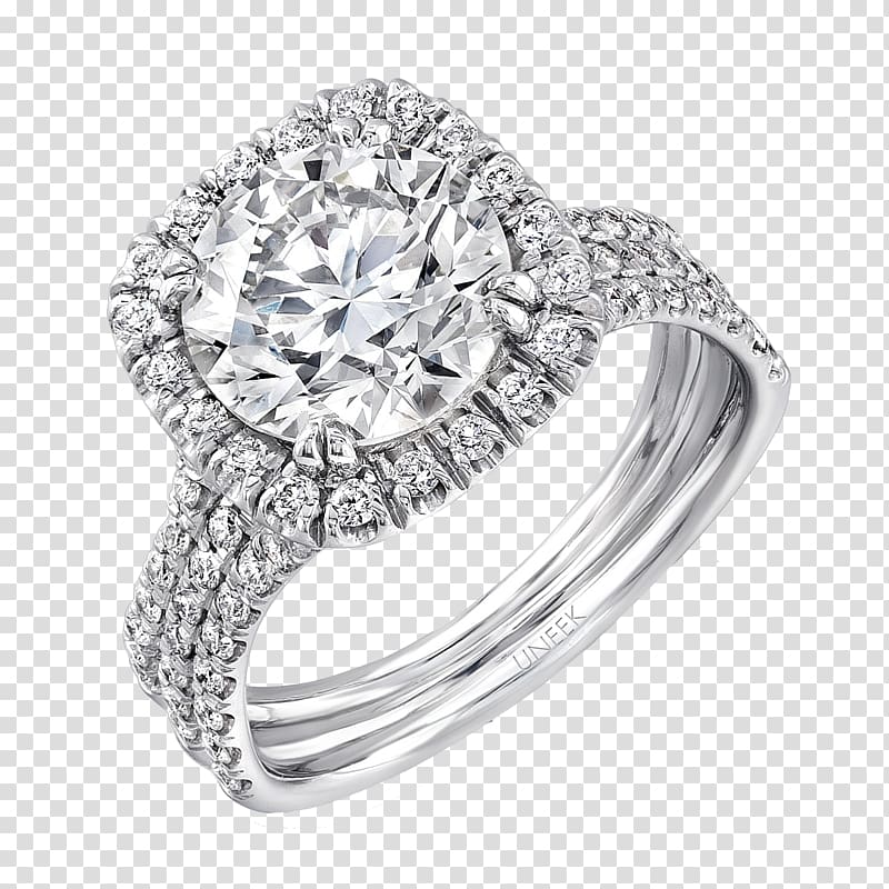 Diamond cut Princess cut Engagement ring, halo ring transparent background PNG clipart