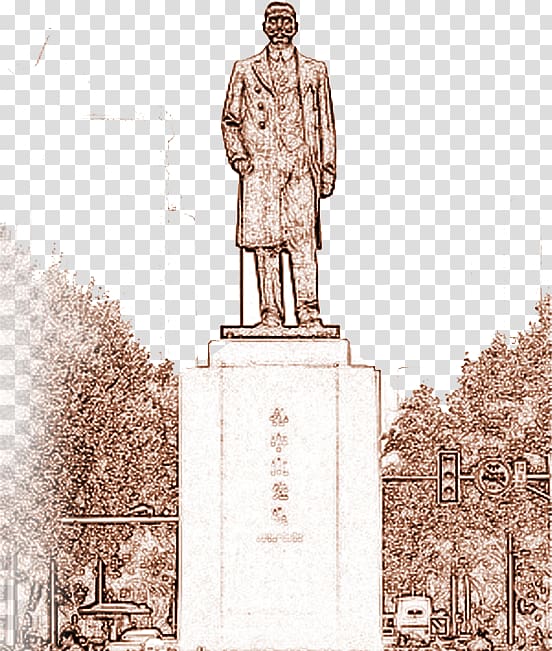 Sculpture Statue , Painted like Sun Yat-sen transparent background PNG clipart