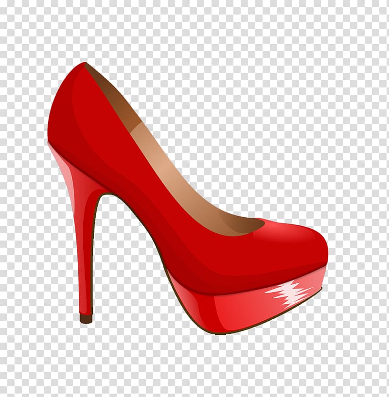 unpaired red platform stiletto digital illustration, High-heeled footwear Shoe Sandal Stiletto heel, Red high heels transparent background PNG clipart