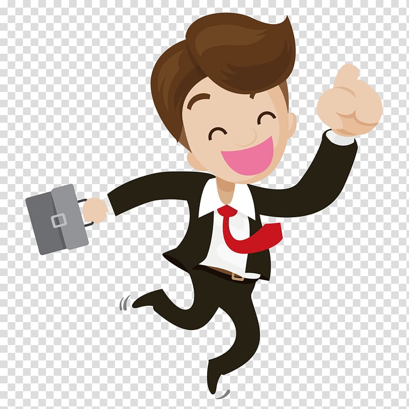 man in suit holding gray handbag art, Businessperson Illustration, Happy business people transparent background PNG clipart