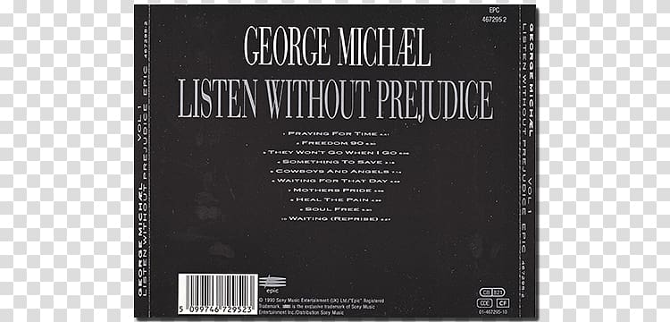 Listen Without Prejudice Vol. 1 Compact disc Album Music Brand, george michael transparent background PNG clipart