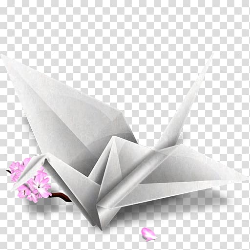 white crane bird 3D origami illustration, craft origami paper art paper, Software Adium transparent background PNG clipart