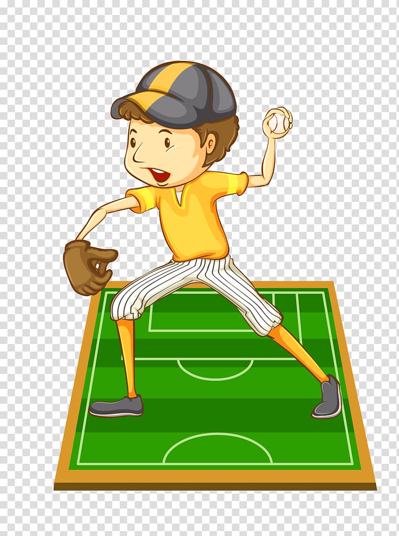 Baseball player Drawing Illustration, cartoon hand painted school baseball game transparent background PNG clipart