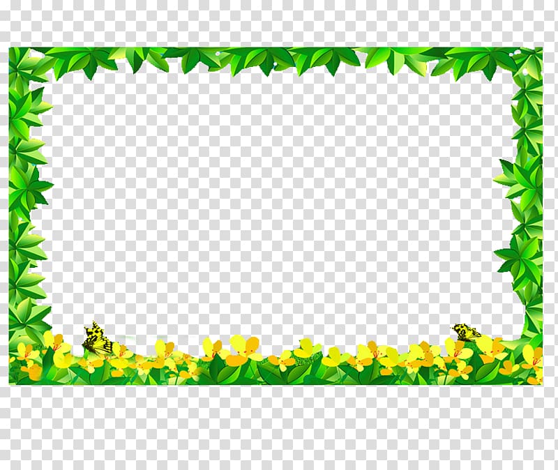 green and yellow floral background , Green Leaf, Flowers green leaves border transparent background PNG clipart