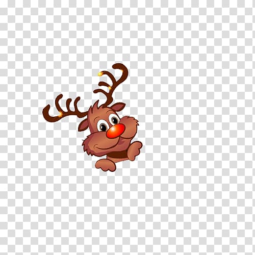 Reindeer Rudolph Cartoon, Cute cartoon reindeer transparent background PNG clipart