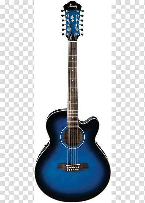 Acoustic-electric guitar Ibanez Cutaway Acoustic guitar Twelve-string guitar, blue Guitar transparent background PNG clipart