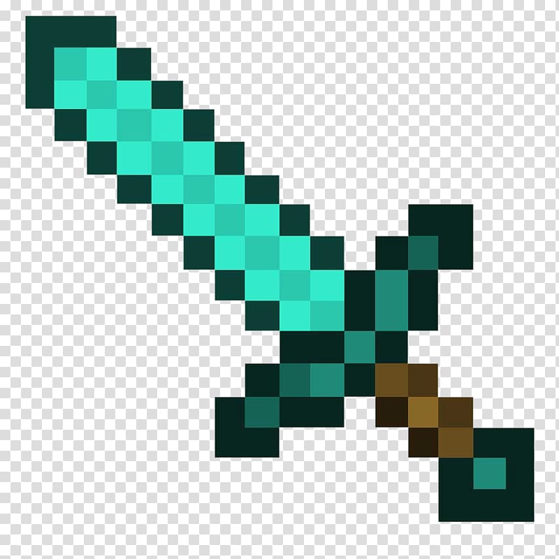 green and brown sword illustration, Minecraft Sword transparent background PNG clipart
