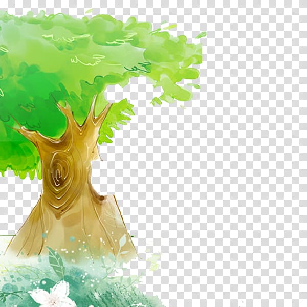 Watercolor painting Green Poster, Watercolor tree transparent background PNG clipart