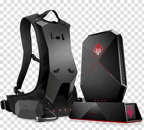 Hewlett-Packard OMEN X by HP Compact Desktop VR Backpack PA1000-000 Backpack harness Desktop Computers Laptop, vr connected tv transparent background PNG clipart