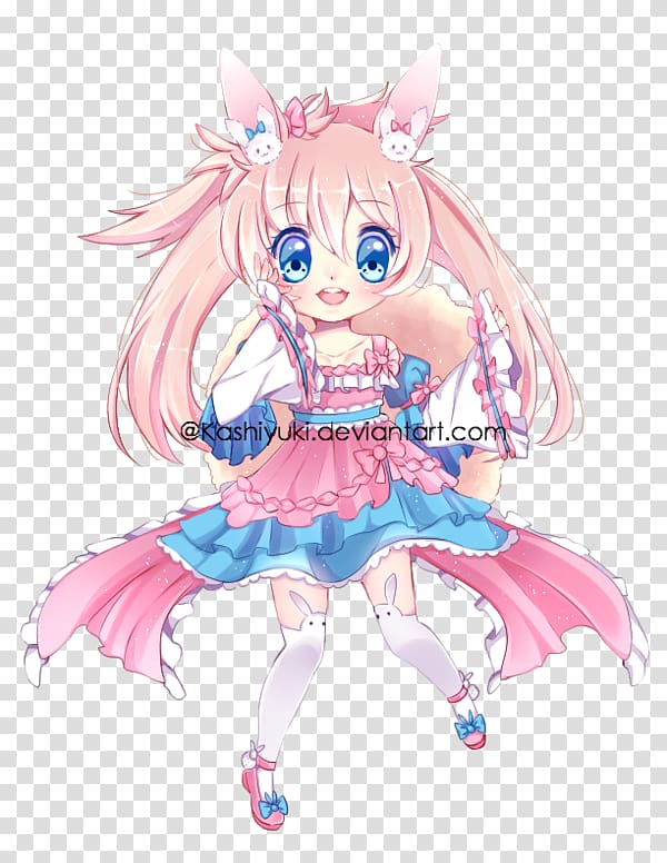 Illustration Mangaka Pink M Anime Figurine, rabbit on moon transparent background PNG clipart